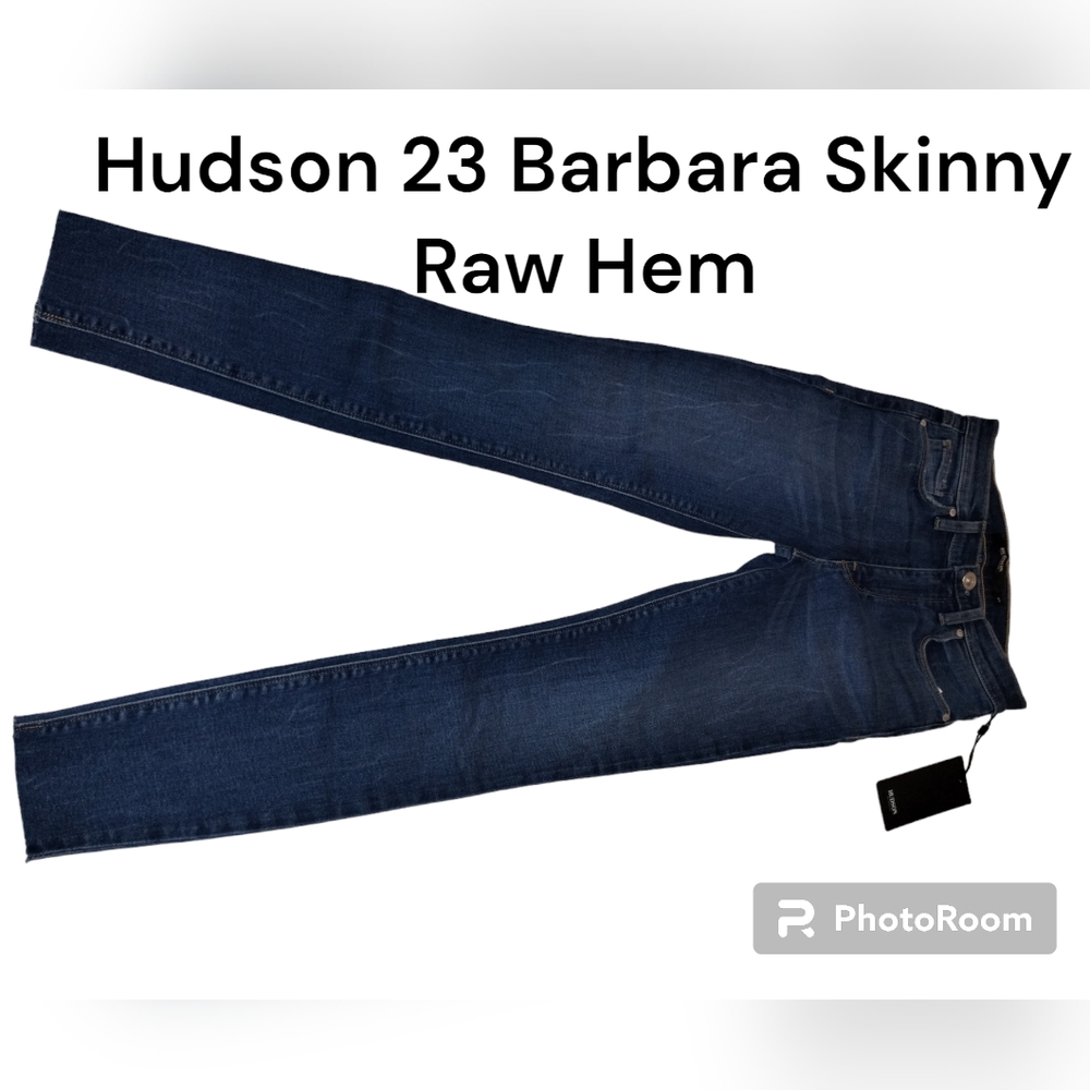 Hudson Barbara Jeans 23 High waist skinny ankle raw hem blue Union Jack nwt